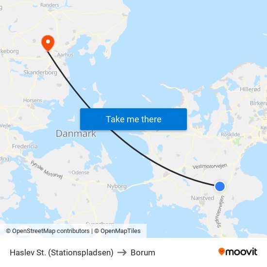 Haslev St. (Stationspladsen) to Borum map