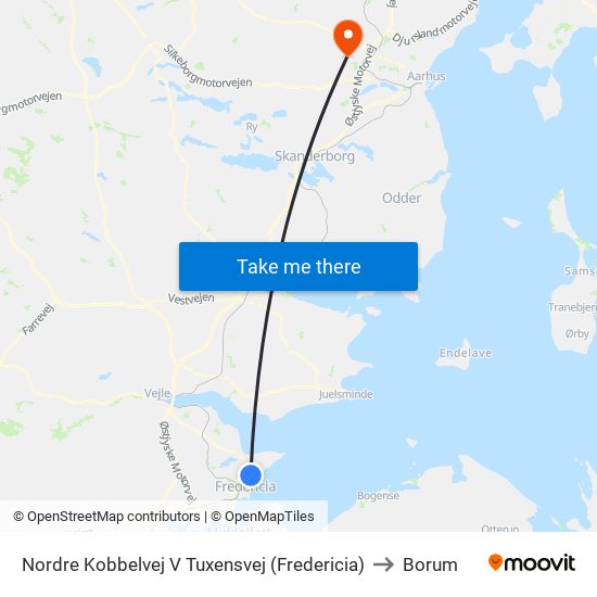 Nordre Kobbelvej V Tuxensvej (Fredericia) to Borum map