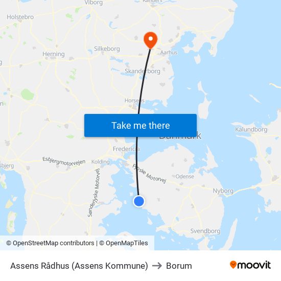 Assens Rådhus (Assens Kommune) to Borum map