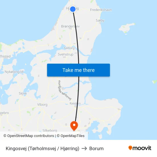 Kingosvej (Tørholmsvej / Hjørring) to Borum map