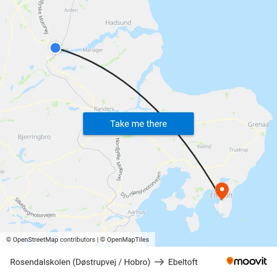 Rosendalskolen (Døstrupvej / Hobro) to Ebeltoft map
