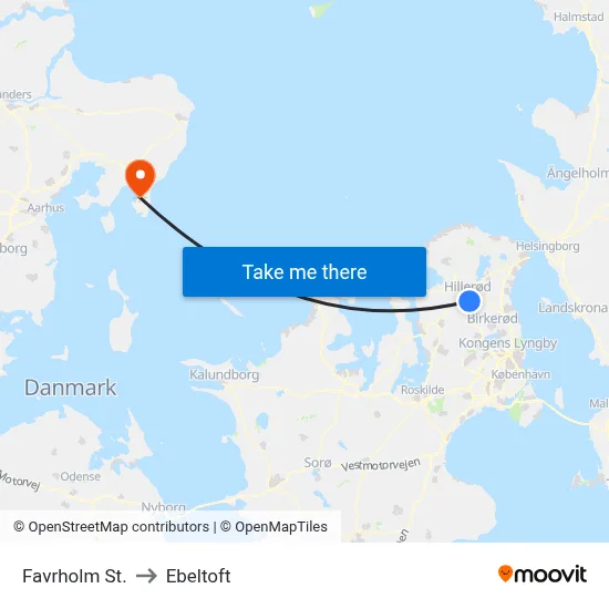 Favrholm St. to Ebeltoft map