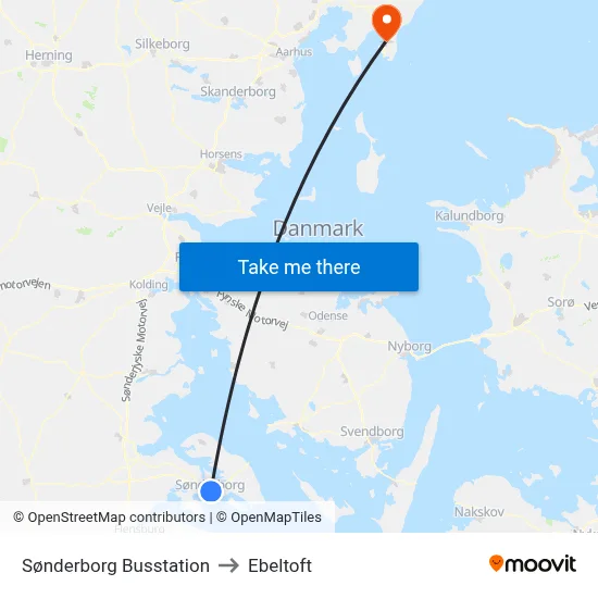 Sønderborg Busstation to Ebeltoft map