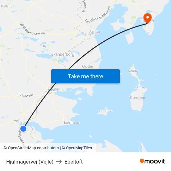 Hjulmagervej (Vejle) to Ebeltoft map