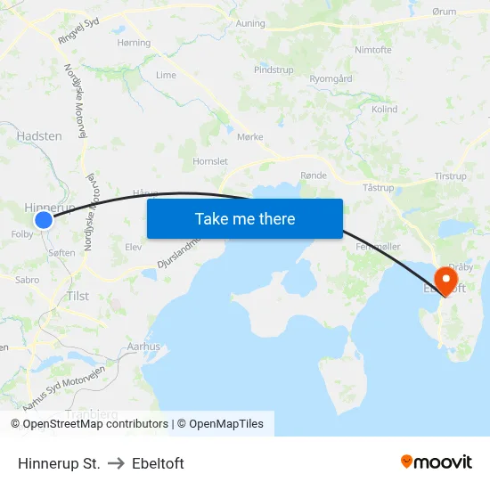 Hinnerup St. to Ebeltoft map