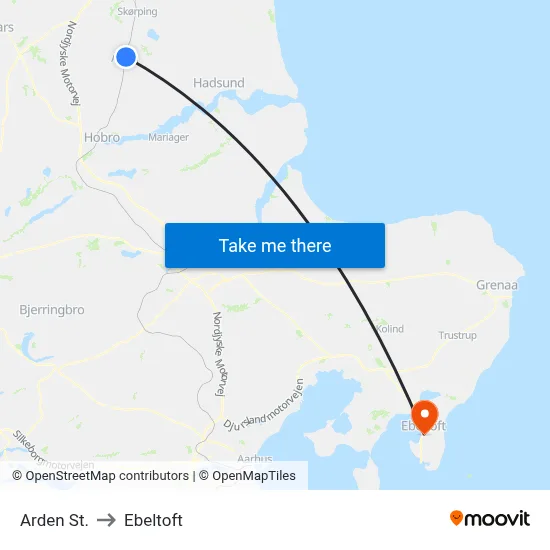 Arden St. to Ebeltoft map