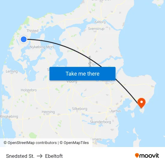 Snedsted St. to Ebeltoft map