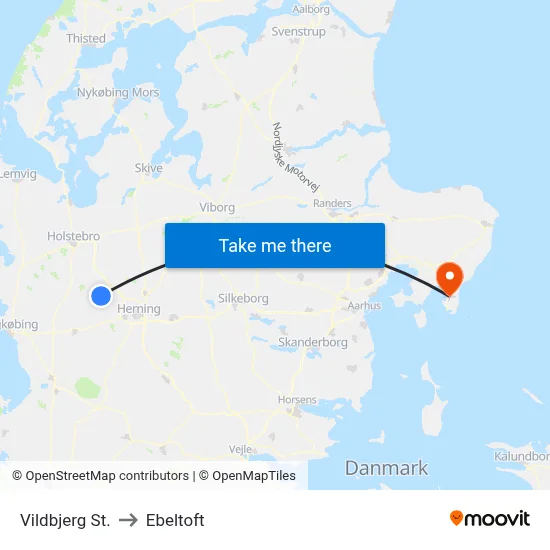 Vildbjerg St. to Ebeltoft map