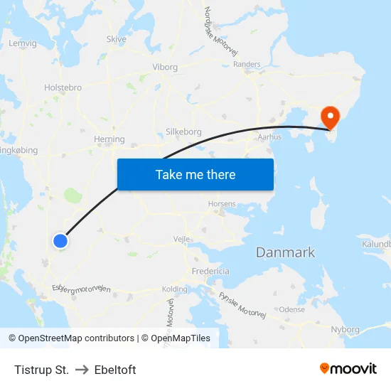 Tistrup St. to Ebeltoft map