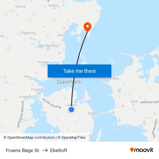 Fruens Bøge St. to Ebeltoft map