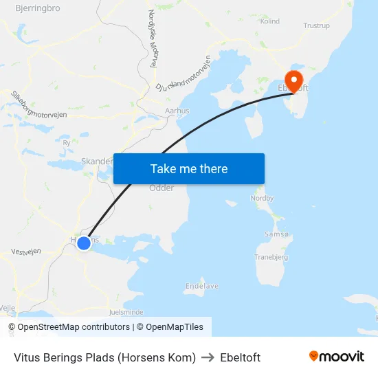 Vitus Berings Plads (Horsens Kom) to Ebeltoft map