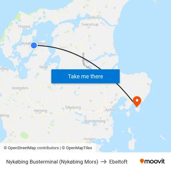 Nykøbing Busterminal (Nykøbing Mors) to Ebeltoft map