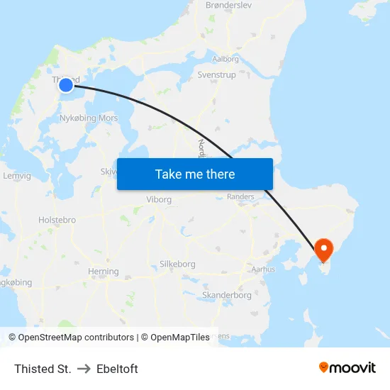Thisted St. to Ebeltoft map