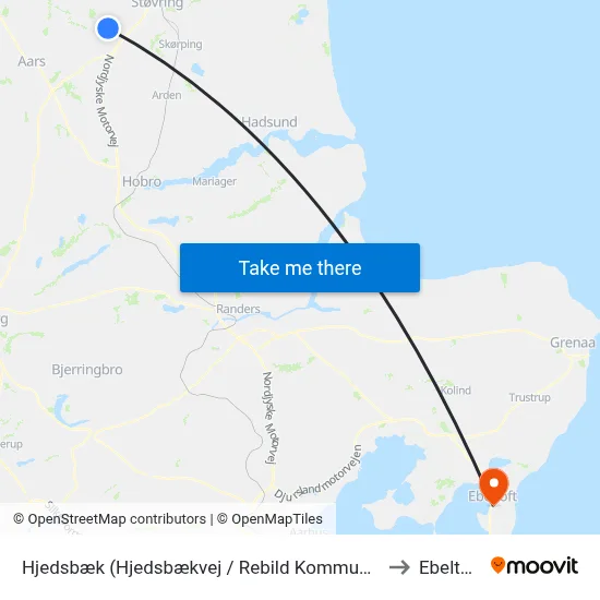 Hjedsbæk (Hjedsbækvej / Rebild Kommune) to Ebeltoft map