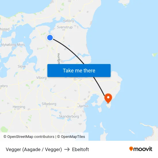 Vegger (Aagade / Vegger) to Ebeltoft map