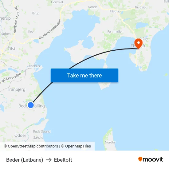 Beder (Letbane) to Ebeltoft map
