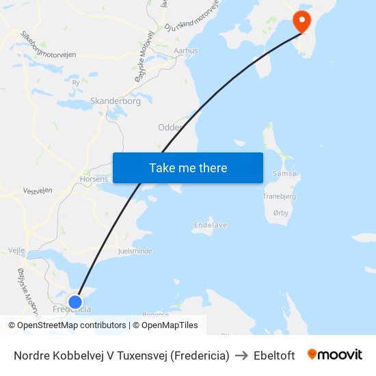 Nordre Kobbelvej V Tuxensvej (Fredericia) to Ebeltoft map