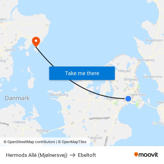 Hermods Allé (Mjølnersvej) to Ebeltoft map