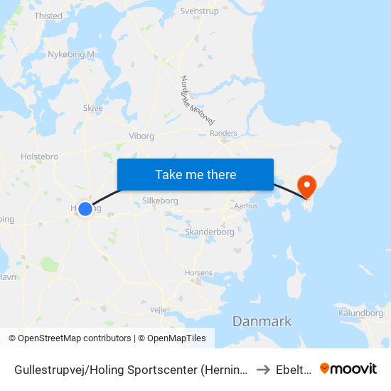 Gullestrupvej/Holing Sportscenter (Herning Kom) to Ebeltoft map