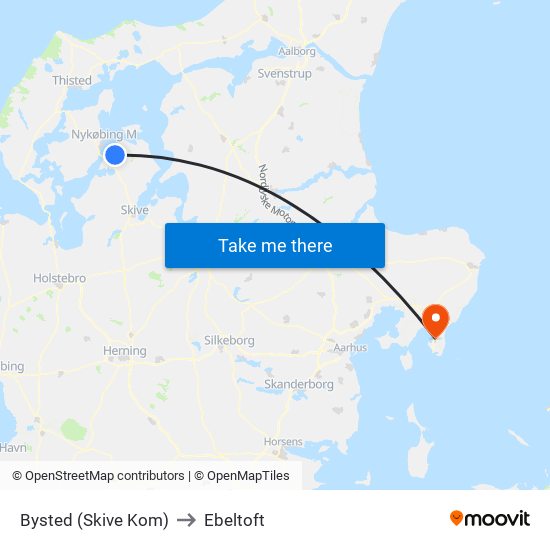 Bysted (Skive Kom) to Ebeltoft map