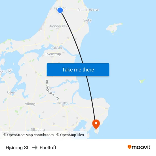 Hjørring St. to Ebeltoft map