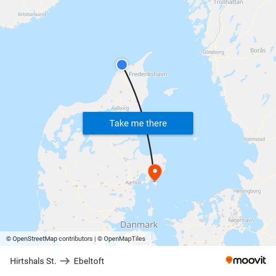 Hirtshals St. to Ebeltoft map