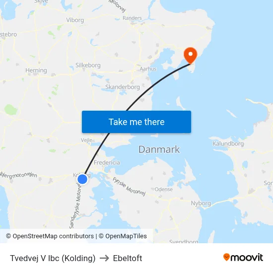 Tvedvej V Ibc (Kolding) to Ebeltoft map
