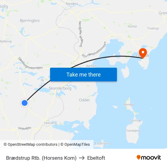 Brædstrup Rtb. (Horsens Kom) to Ebeltoft map