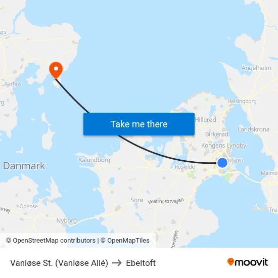 Vanløse St. (Vanløse Allé) to Ebeltoft map