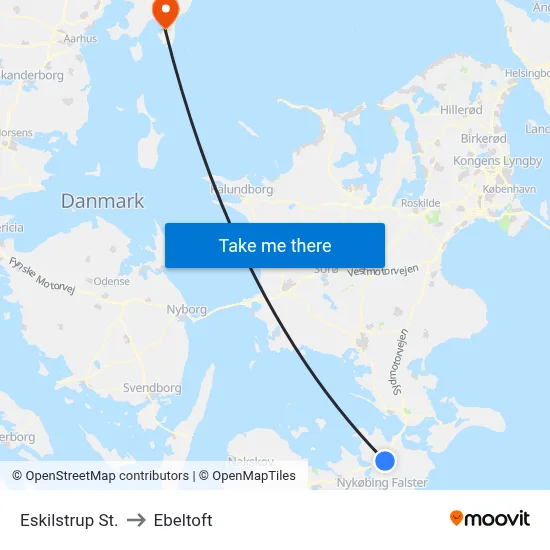 Eskilstrup St. to Ebeltoft map