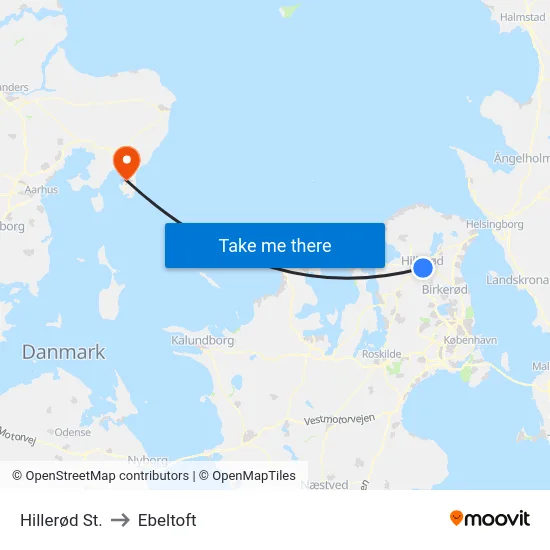 Hillerød St. to Ebeltoft map