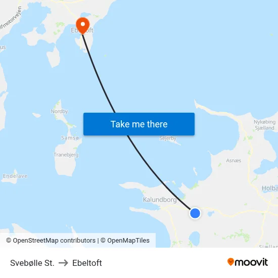 Svebølle St. to Ebeltoft map