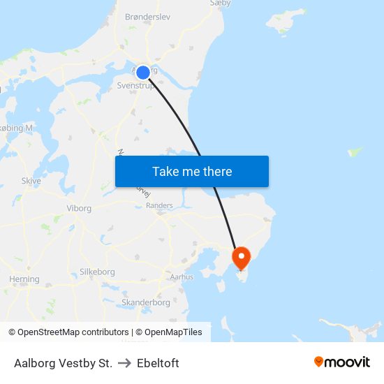 Aalborg Vestby St. to Ebeltoft map