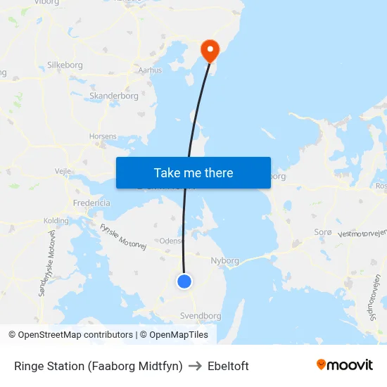 Ringe Station (Faaborg Midtfyn) to Ebeltoft map