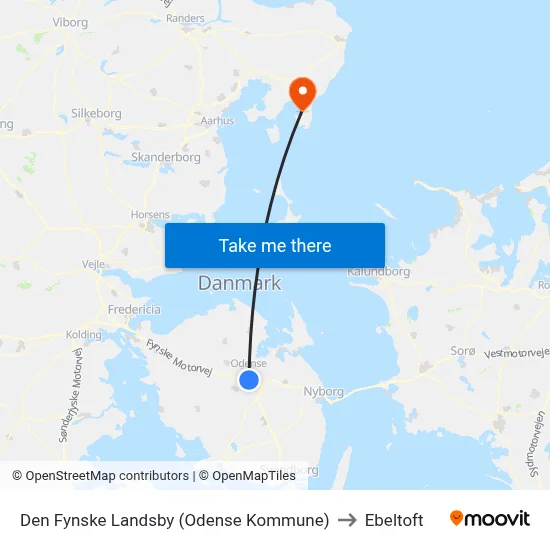 Den Fynske Landsby (Odense Kommune) to Ebeltoft map