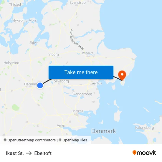 Ikast St. to Ebeltoft map