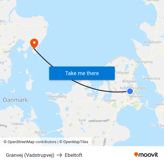Granvej (Vadstrupvej) to Ebeltoft map