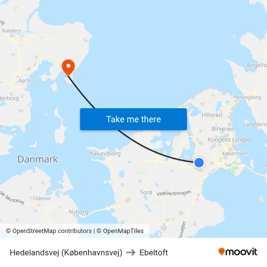Hedelandsvej (Københavnsvej) to Ebeltoft map