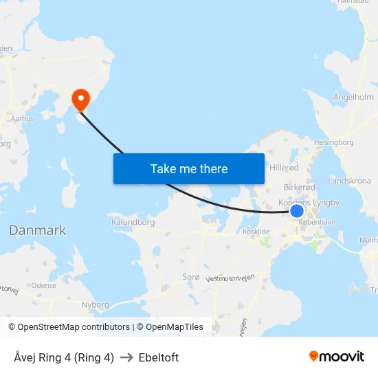 Åvej Ring 4 (Ring 4) to Ebeltoft map