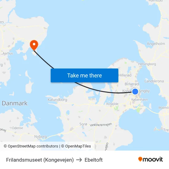 Frilandsmuseet (Kongevejen) to Ebeltoft map
