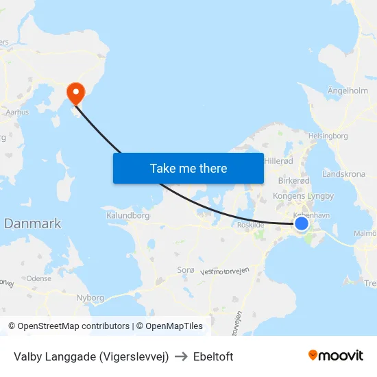 Valby Langgade (Vigerslevvej) to Ebeltoft map