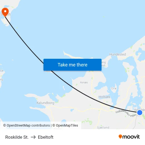 Roskilde St. to Ebeltoft map