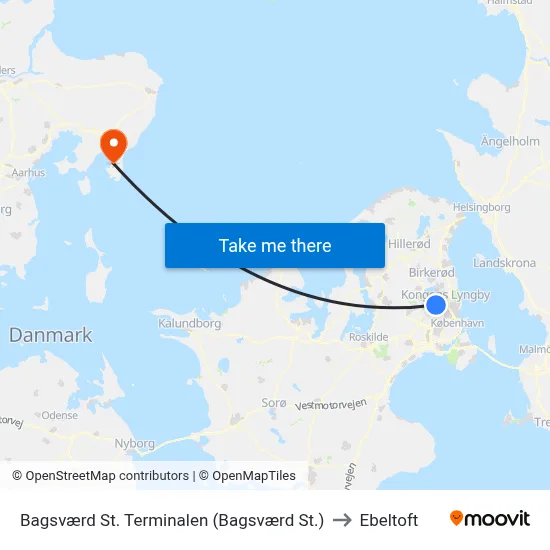 Bagsværd St. Terminalen (Bagsværd St.) to Ebeltoft map