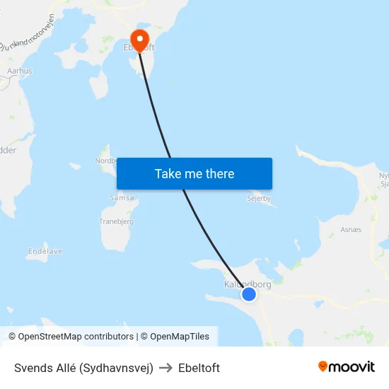 Svends Allé (Sydhavnsvej) to Ebeltoft map