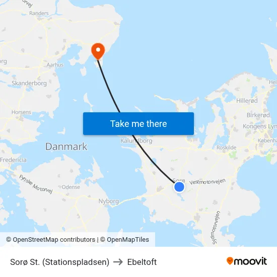 Sorø St. (Stationspladsen) to Ebeltoft map