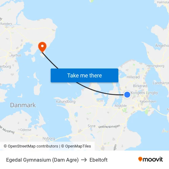 Egedal Gymnasium (Dam Agre) to Ebeltoft map