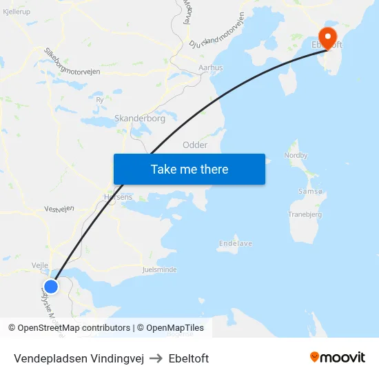 Vendepladsen Vindingvej (Vejle) to Ebeltoft map