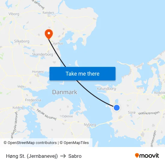 Høng St. (Jernbanevej) to Sabro map