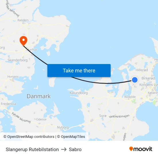 Slangerup Rutebilstation to Sabro map