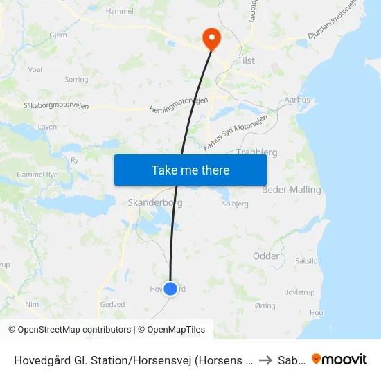 Hovedgård Gl. Station/Horsensvej (Horsens Kom) to Sabro map